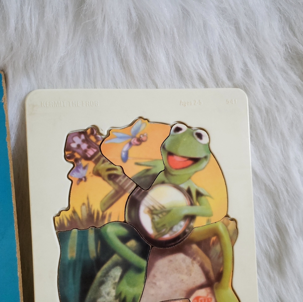 6 Large 80s vintage wooden puzzles Numbers Sesame Street Kermit & More - Picture 8 of 11